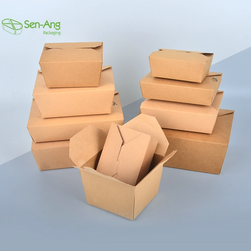 Factory 1500m Disposable Paper Takeway Food Contaiener Lunch Kraft Box - Image 7