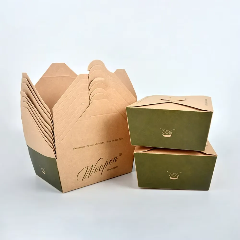 New Arrival 1400ml Microwave Safe Kraft Paper Food Box