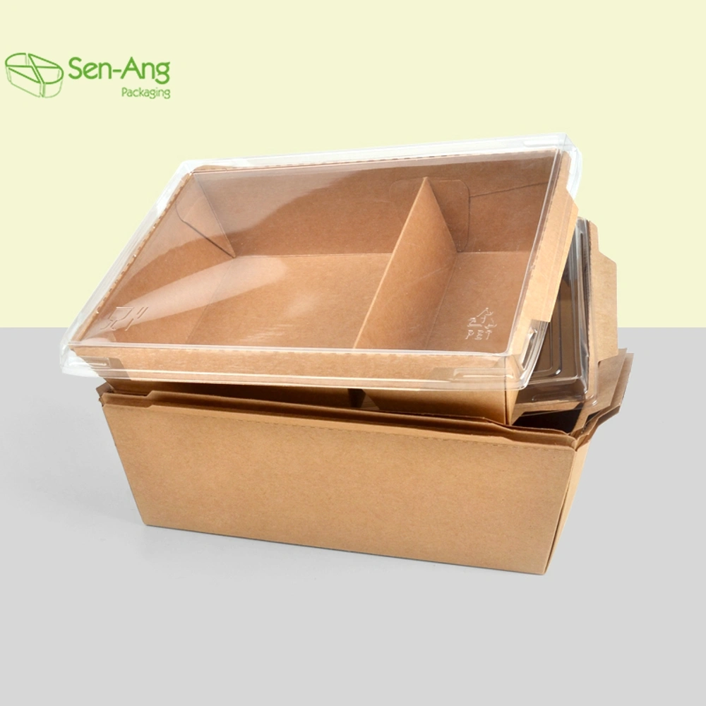 New Product 1200ml Two Cell Take Away Snack Pasta Container Paper Packing Box