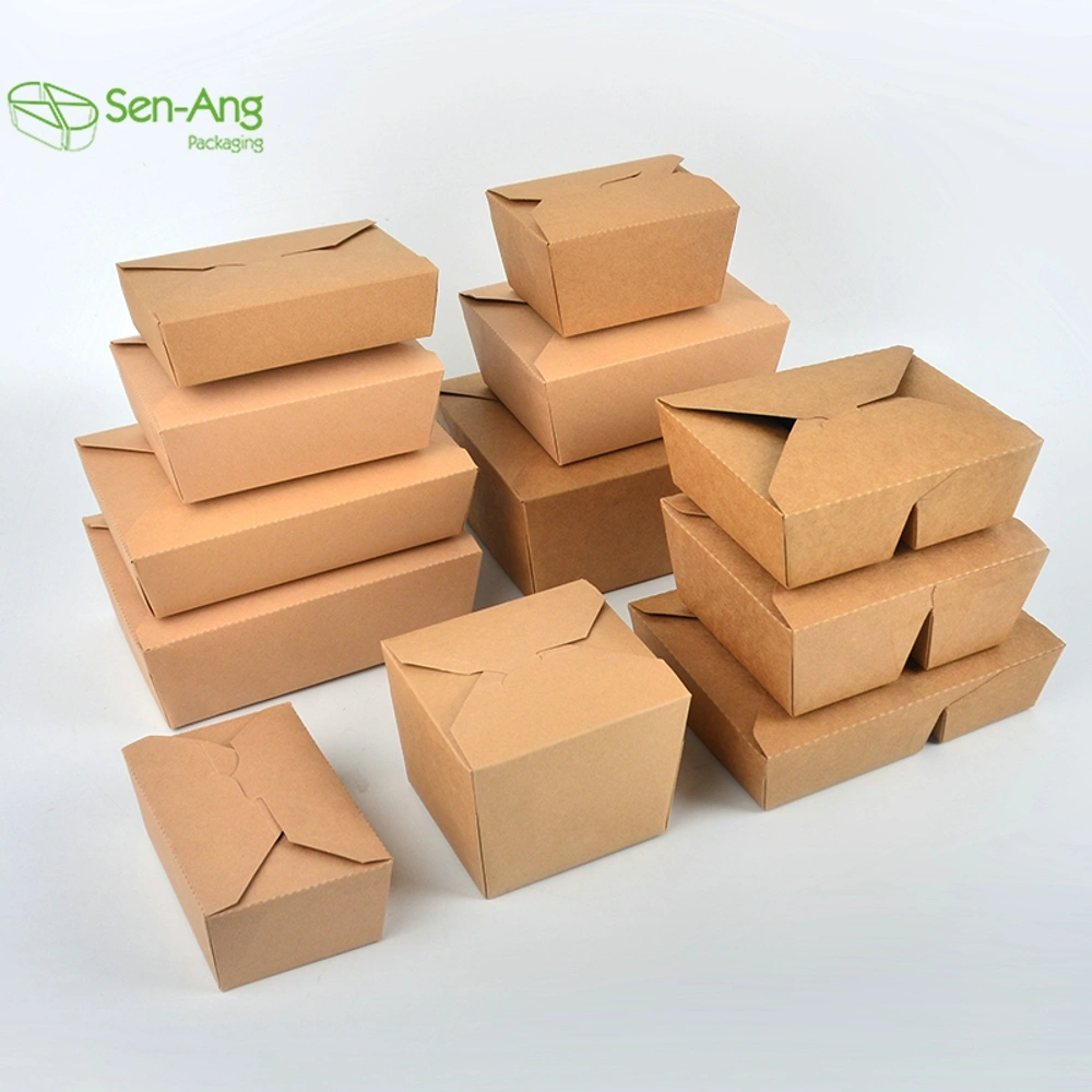 2100ml Rectangle Disposable Storage Container with Lid Kraft Paper Box