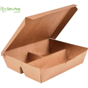 Takeway Food Contaiener with Lid Multi Compartments Kraft Paper Box