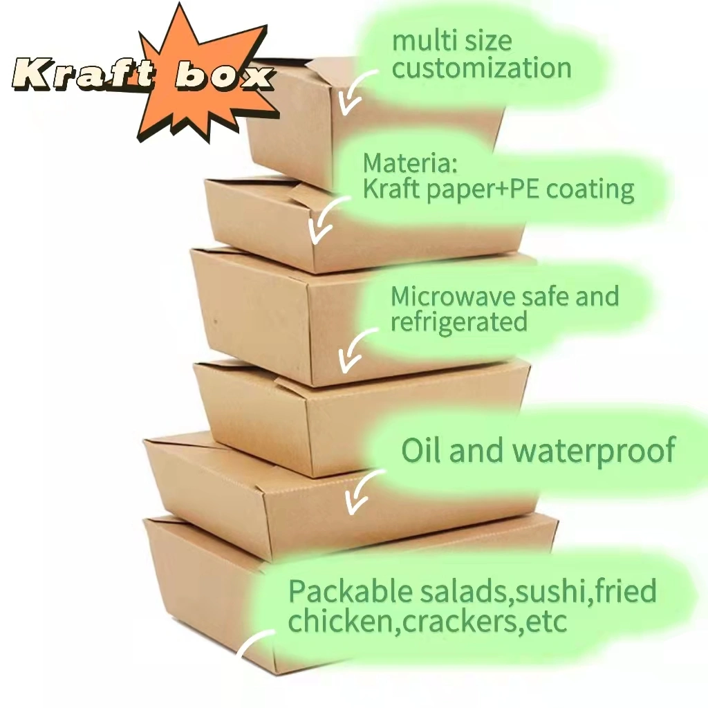 Disposable Custom Logo Kraft Paper Bakery Food Sushi Salad Box - Image 8