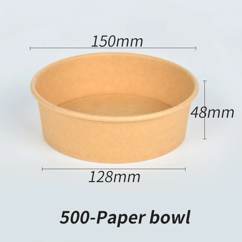 In Stock Disposable Brown Kraft Paper Bowl with PP PET OPS Lid