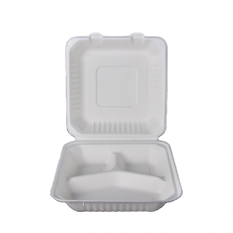 Custom Design Biodegradable Takeaway Sugarcane Bagasse Food Container
