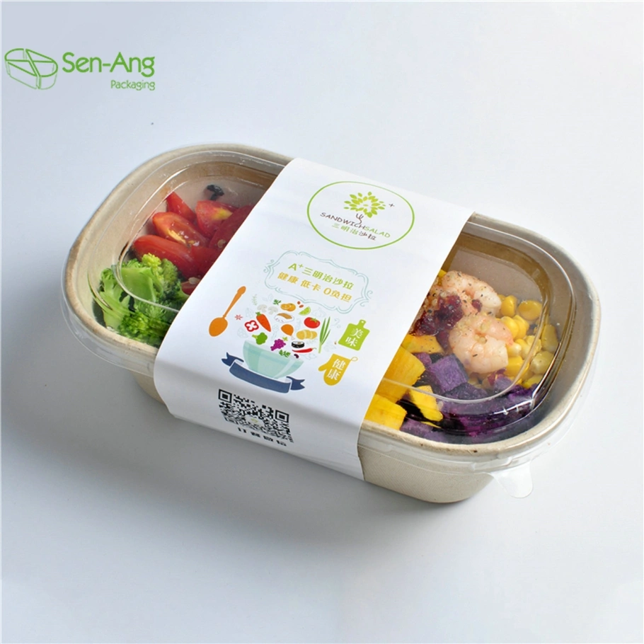 New Arrival Shallow 4 Compartments 850ml Takeaway Sugarcane Pulp Food Box