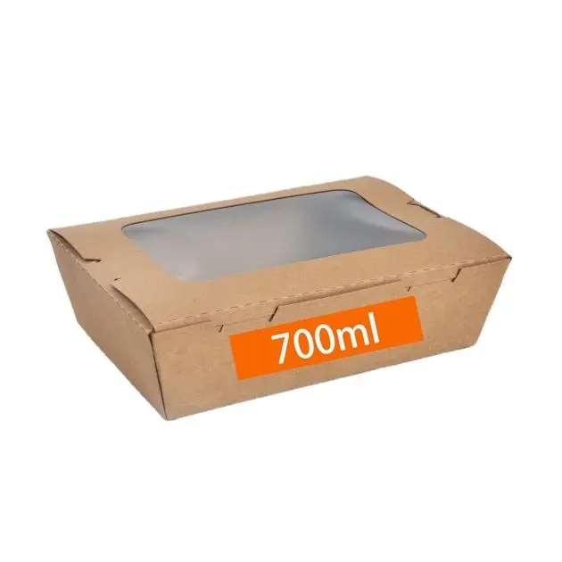 Custom Eco Friendly 700ml Kraft Takeaway Food Box Paper Lunch Box