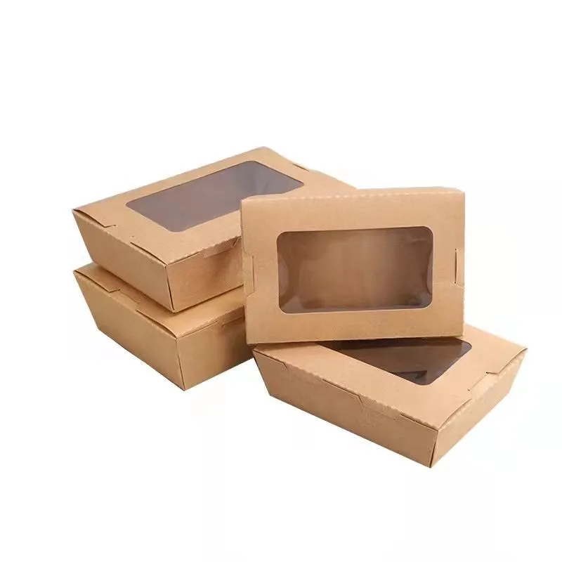 Kraft Paper Take Away Food Packaging Lunch Box