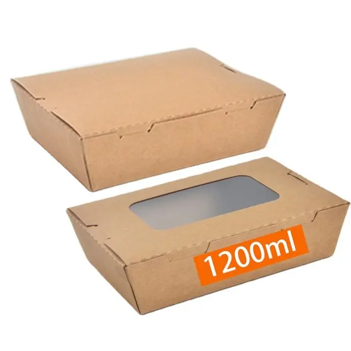 Custom Eco Friendly 1200ml Kraft Takeaway Paper Box