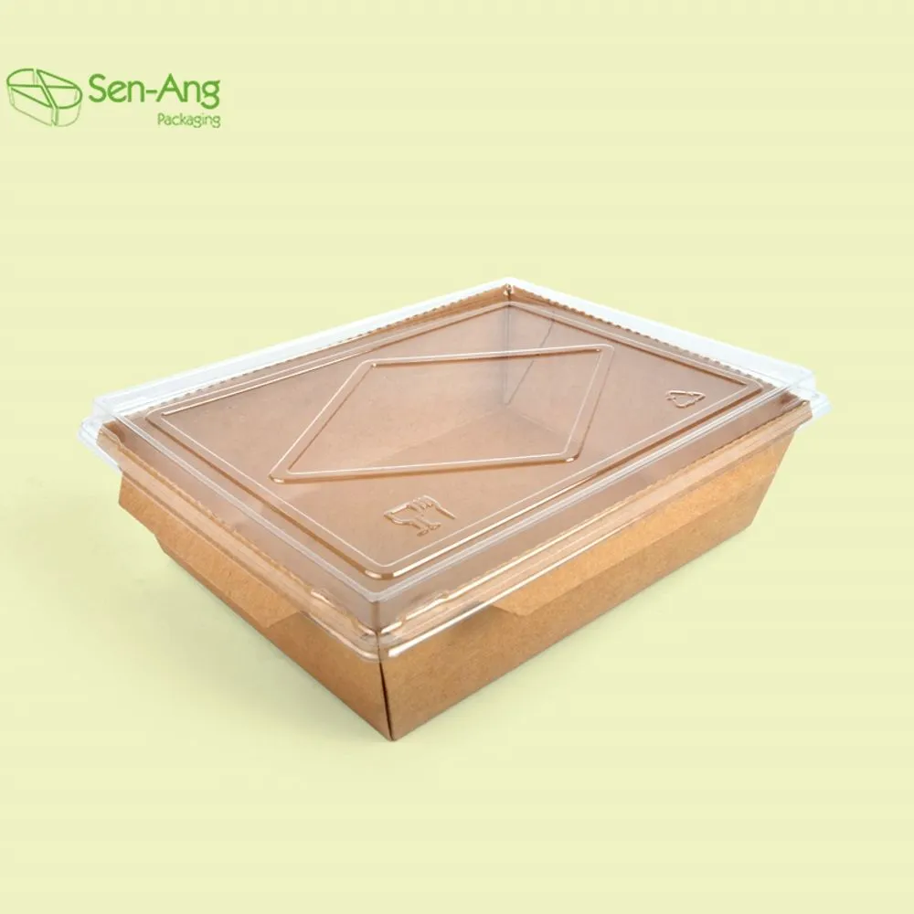 Custom Takeaway Kraft Lunch Paper Food Box with Clear Lid