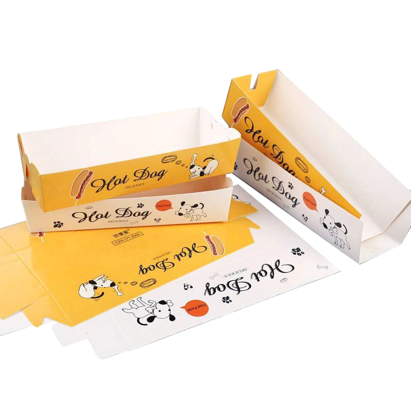 Customized Disposable Take Away Kraft Paper Hot Dog Box