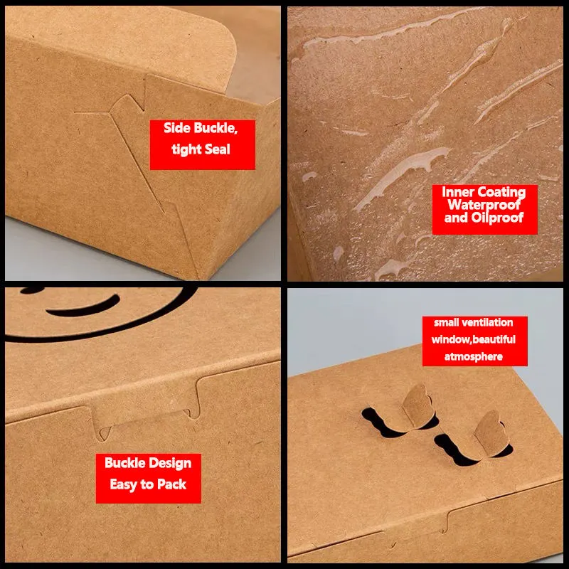 Hot Selling Custom Print Kraft Paper Takeaway Lunch Box with Clear Lid - Image 8