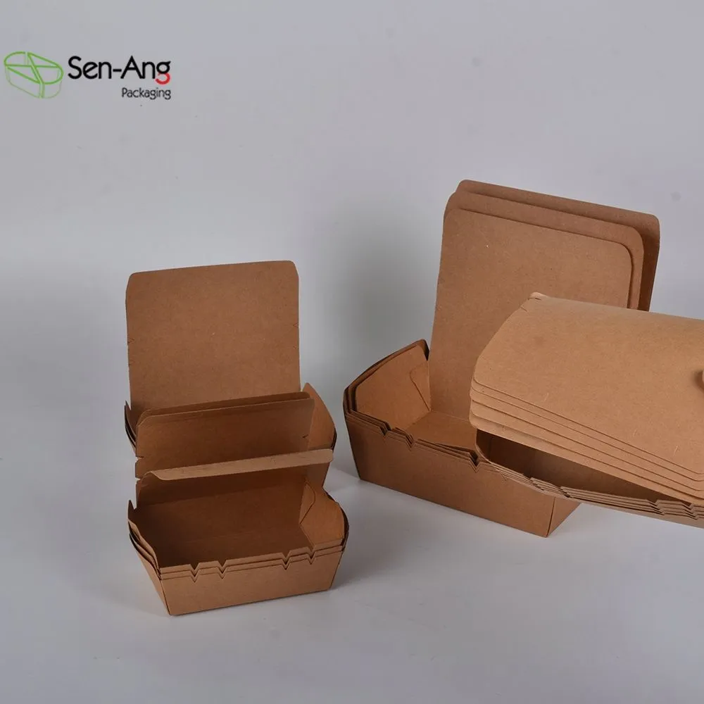 In Stock Rectangular 1200ml with Clear Window Kraft Paper Take Away Box