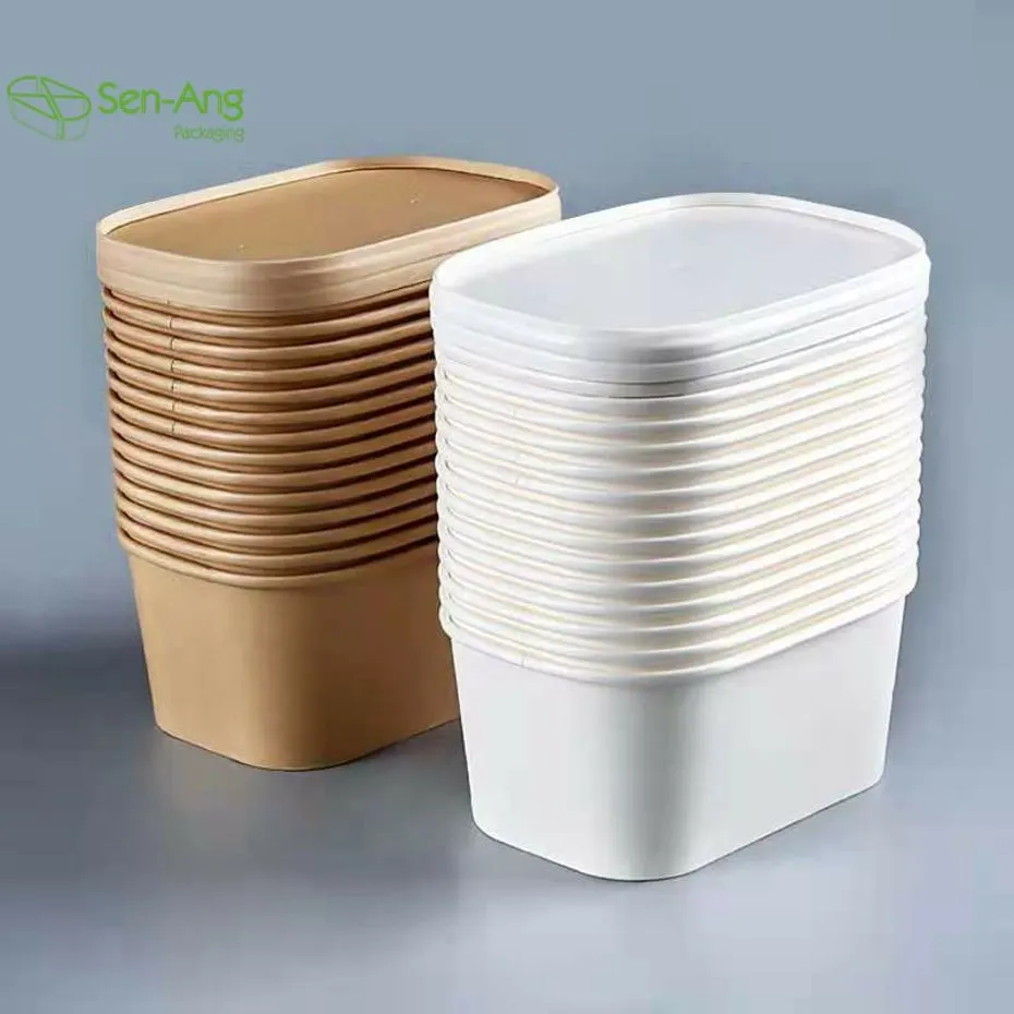 Top Fashion Lunch Box Takeaway with Lid Kraft Paper Rectangle Box - Image 4