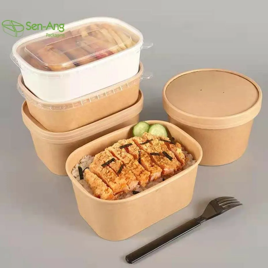 Top Fashion Lunch Box Takeaway with Lid Kraft Paper Rectangle Box - Image 7