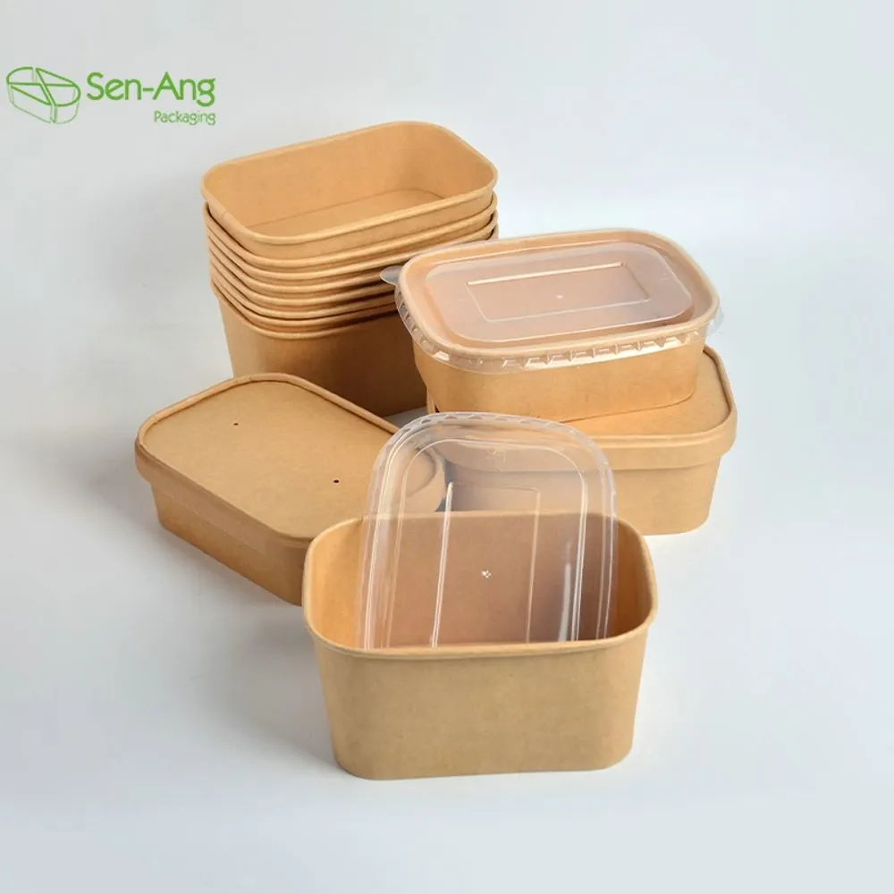 Top Fashion 750ml Takeaway Take Out with Lid Kraft Paper Soup Container