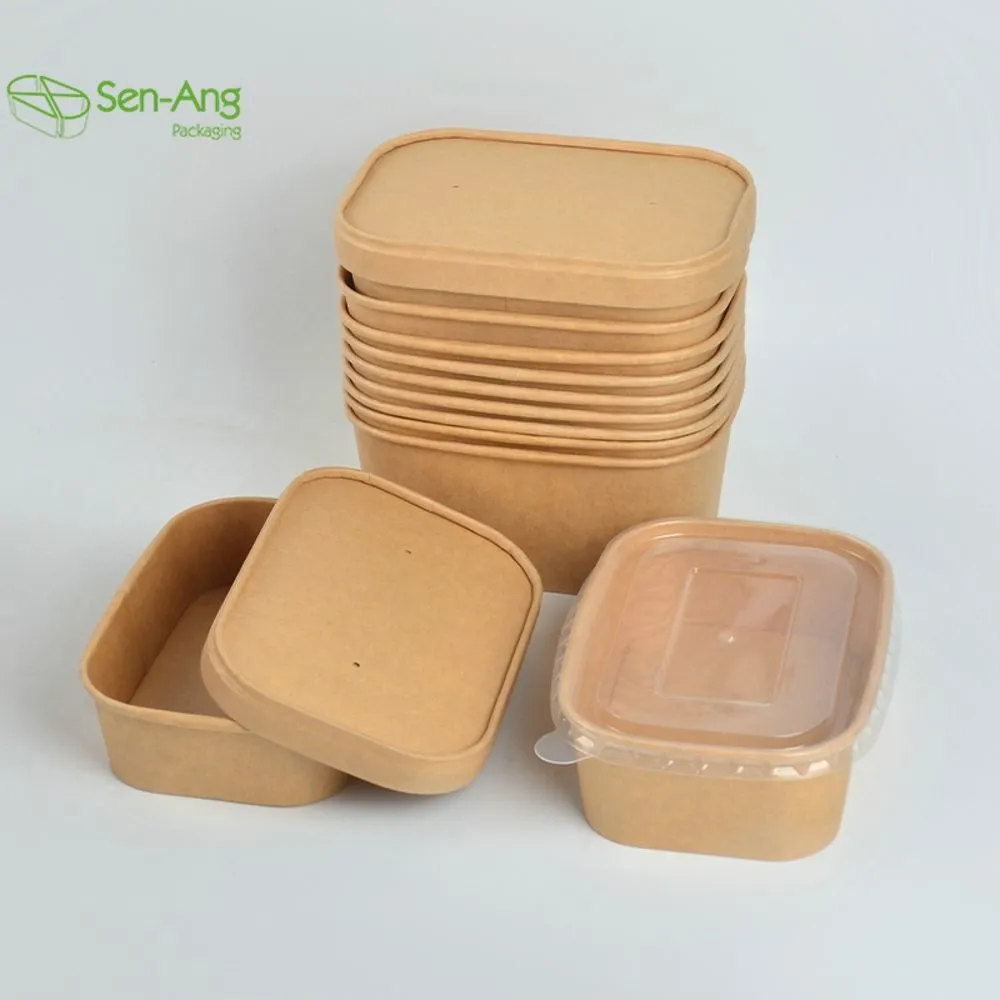 Top Fashion 750ml Takeaway Take Out with Lid Kraft Paper Soup Container - Image 3