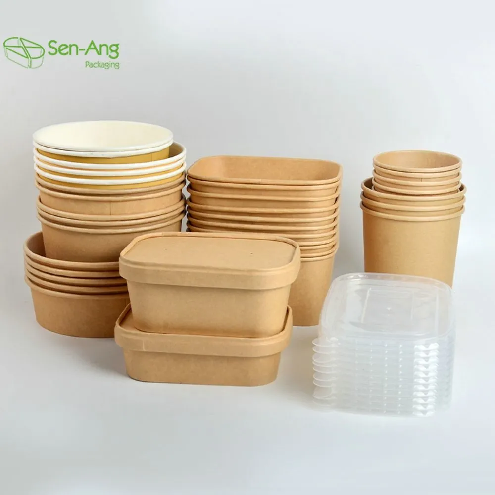 Top Fashion 750ml Takeaway Take Out with Lid Kraft Paper Soup Container - Image 4