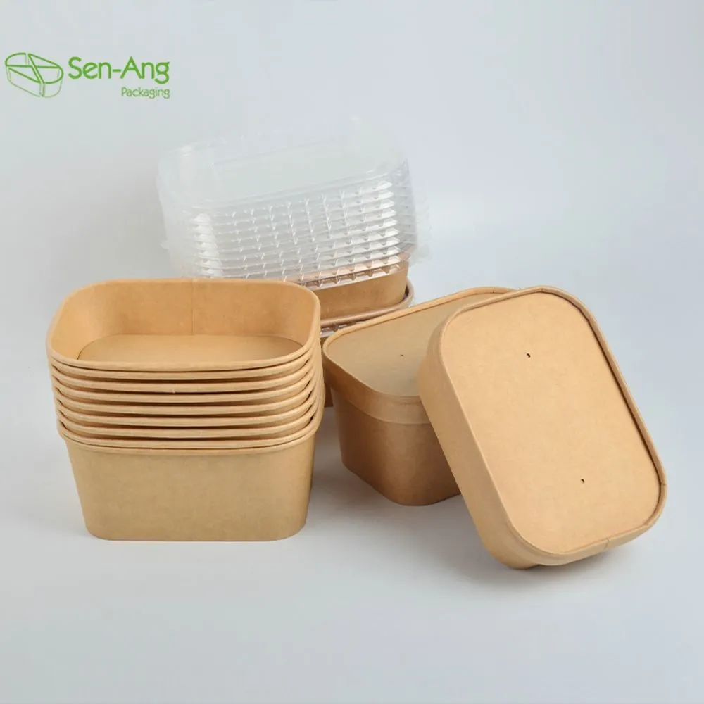 Top Fashion 750ml Takeaway Take Out with Lid Kraft Paper Soup Container - Image 6