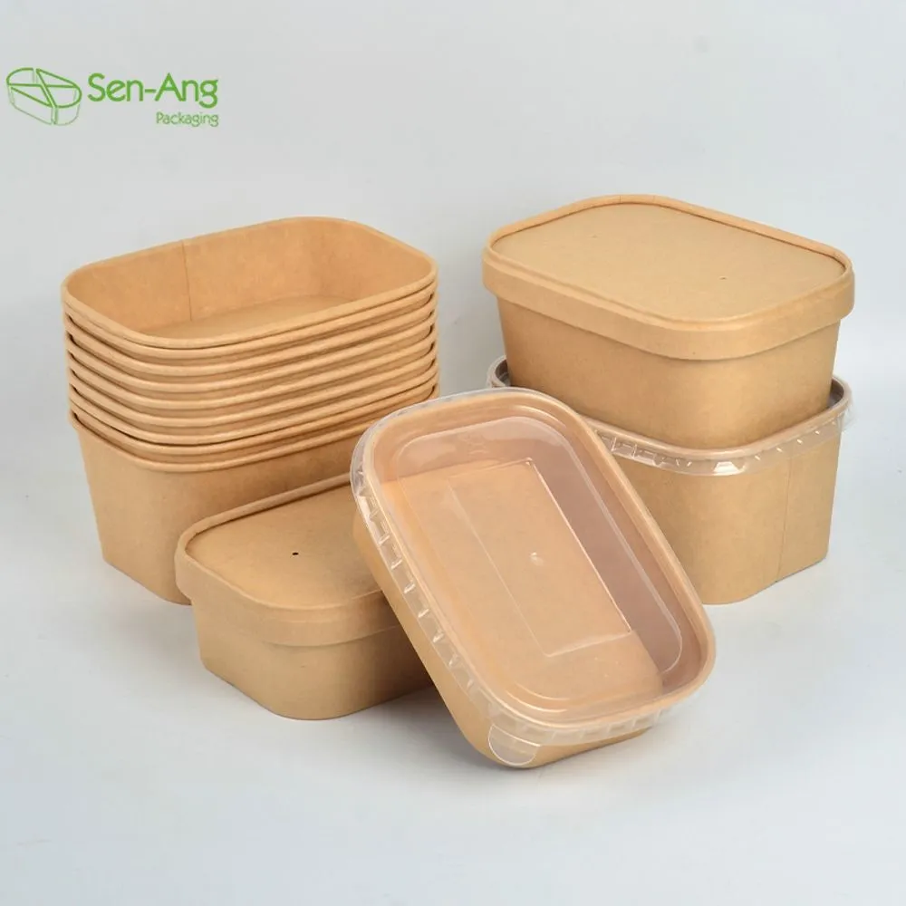 Top Fashion 750ml Takeaway Take Out with Lid Kraft Paper Soup Container - Image 8