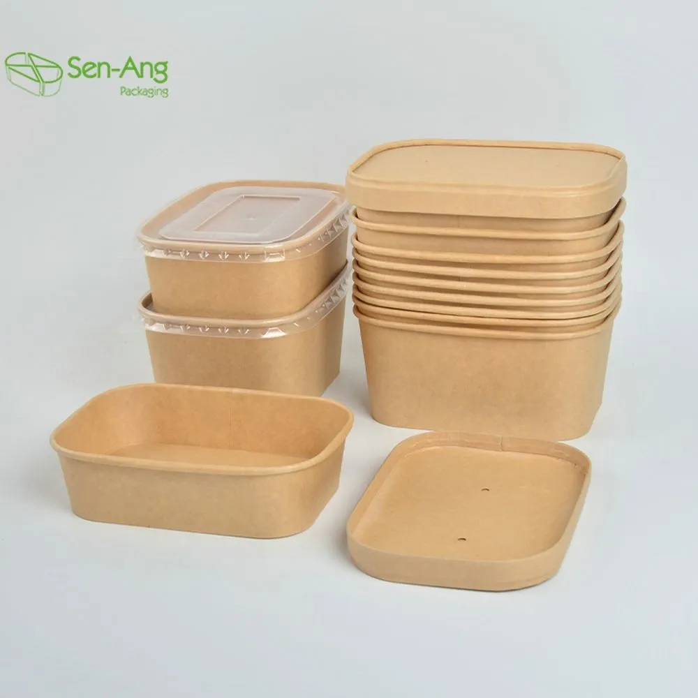 Top Fashion 750ml Takeaway Take Out with Lid Kraft Paper Soup Container - Image 11