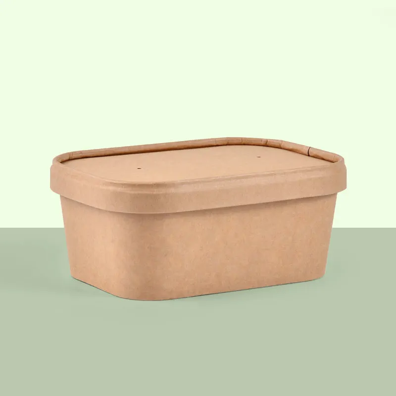 Disposable Takeaway Rectangle Paper Salad Bowl with Paper Lids - Image 6
