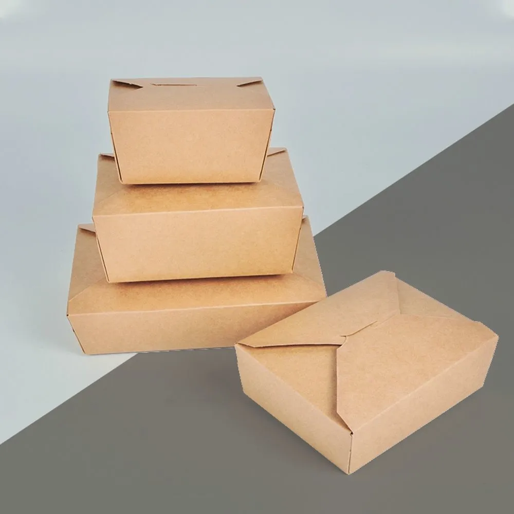 Customized Disposable Kraft Food Packaging Take Away Paper Box