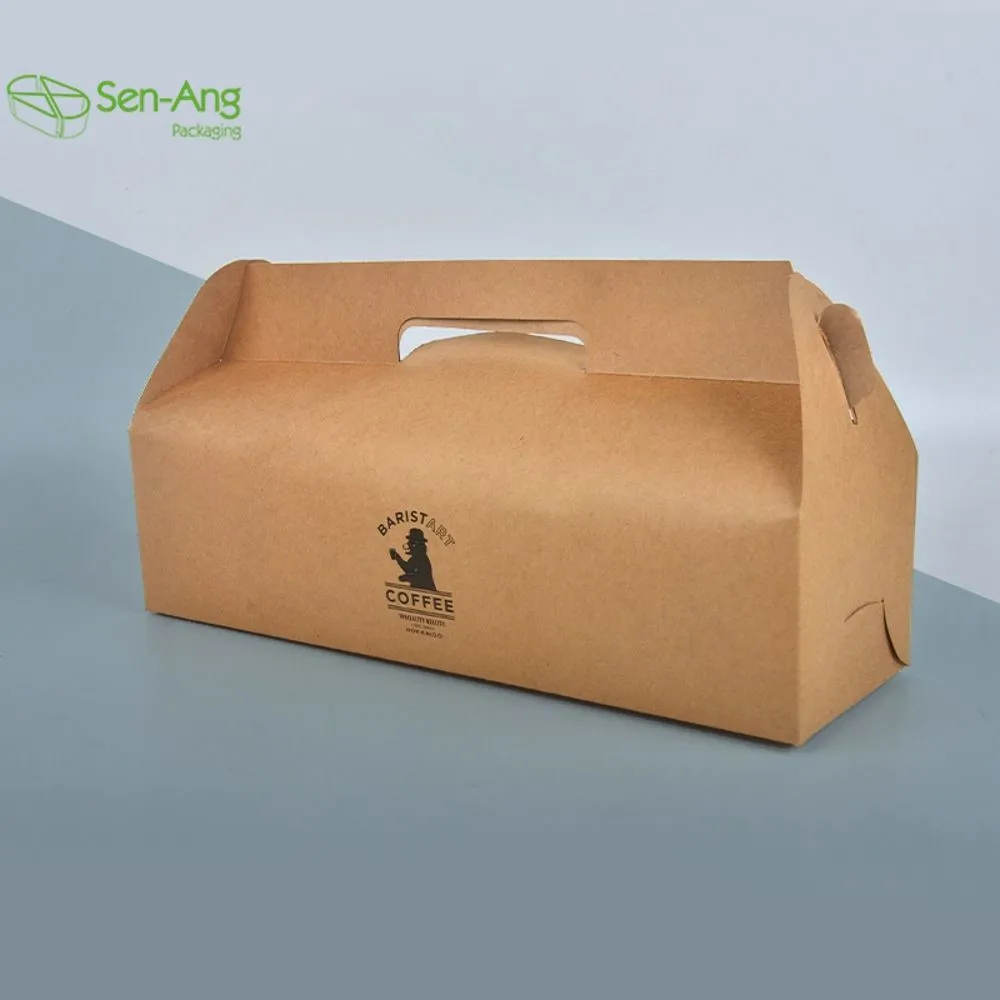 Custom Size Kraft Paper Bread Cake Box with Handle