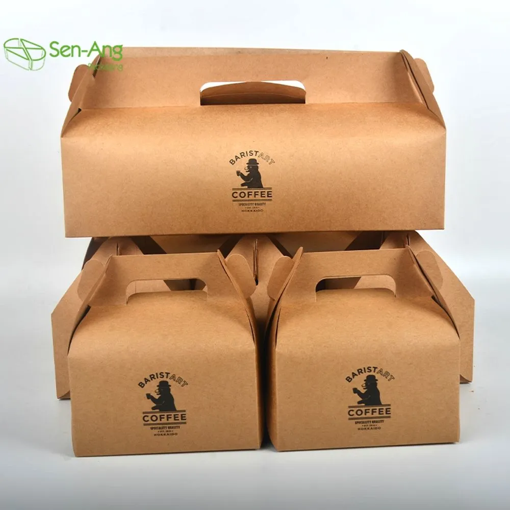 Fashion Luxury Custom Size Kraft Take Away Bakery Paper Cake Box