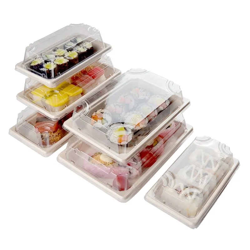 Disposable Compostable Sugarcane Bagasse Takeaway Sushi Box