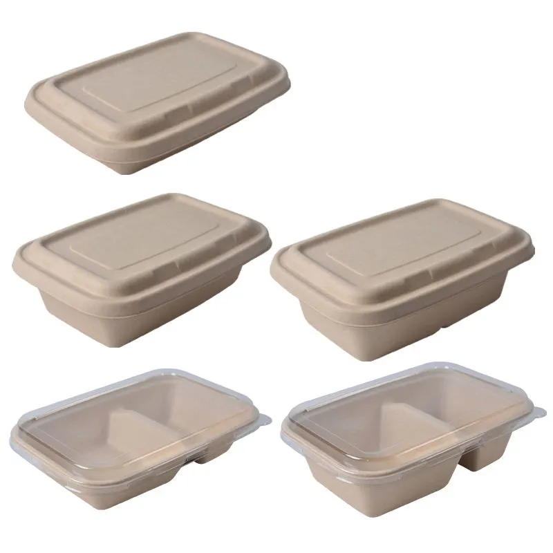 Custom Biodegradable Takeaway Sugarcane Fast Food Box with Lid