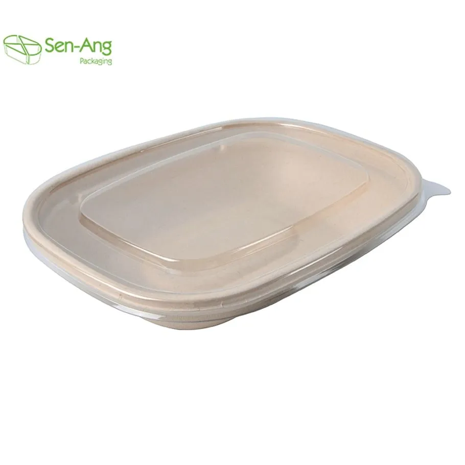 Eco Friendly Biodegradable Take Away Oval Sugarcane Meal Box
