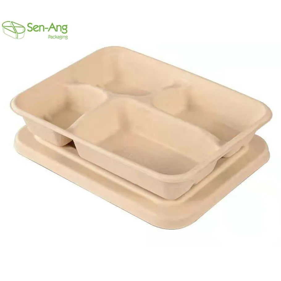 Factory Price Sugarcane Pulp Take Away Bento Compartments Food Container