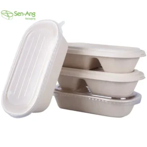 High Quality Sugarcane Clamshell Oval Rectangle Compartment Food Container