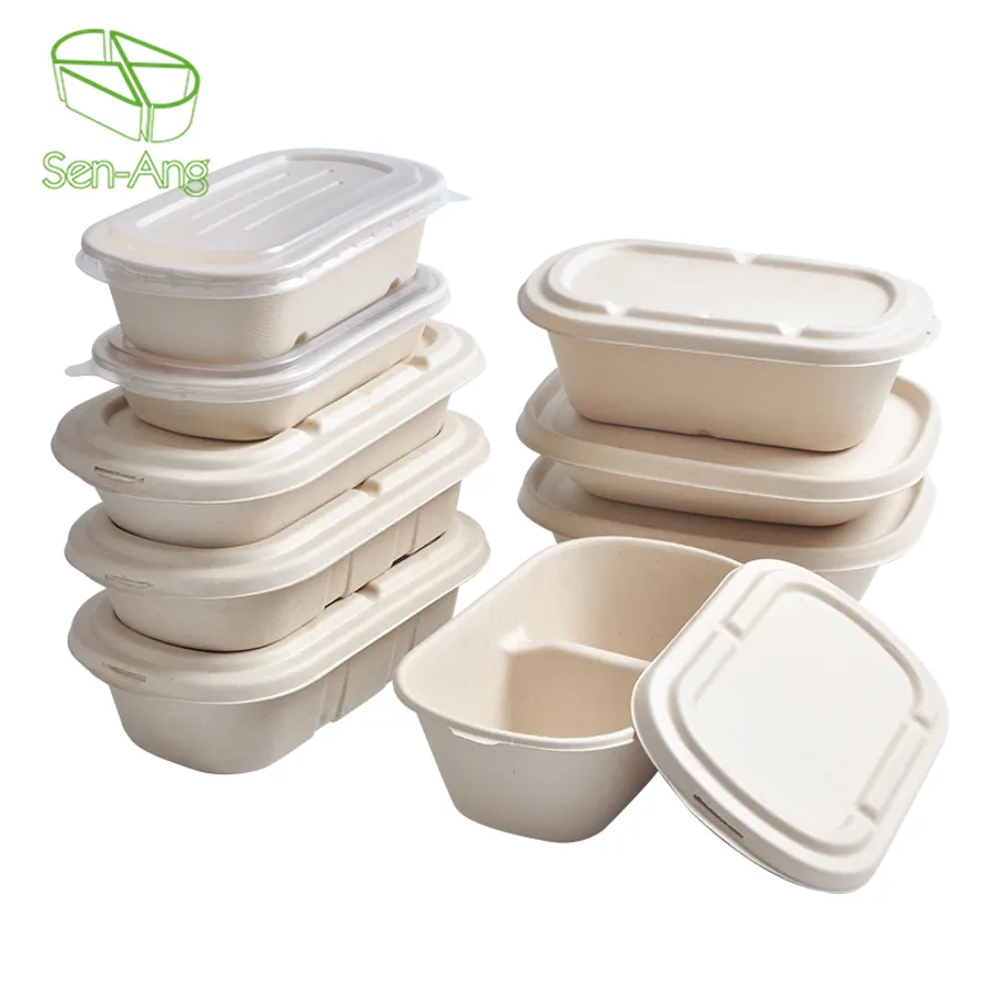 Custom Biodegradable Take Away Oval Sugarcane Food Box