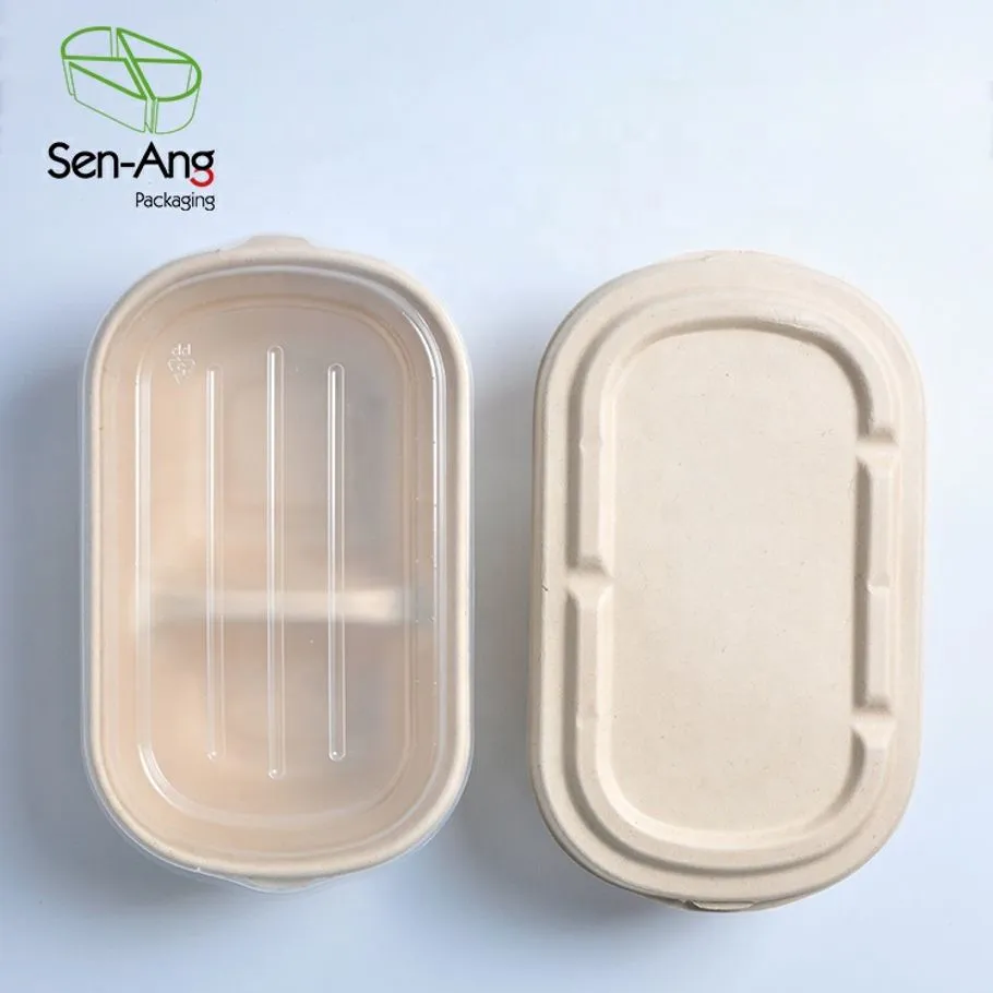 Factory One Cell Bagasse Pulp Oval To Go Food Container