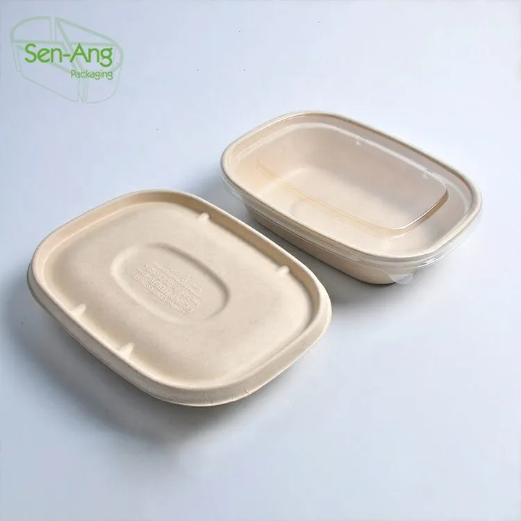 Factory Wholesale Packing Food Greaseproof Oval Sugarcane Box