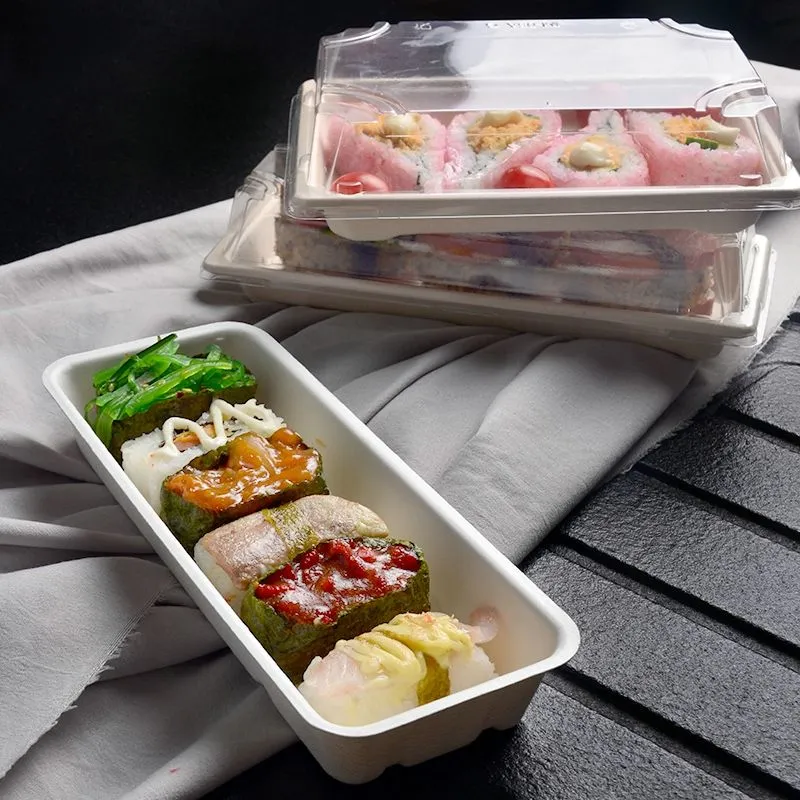 Disposable Biodegradable Sugarcane Pulp Sushi Take Away Box