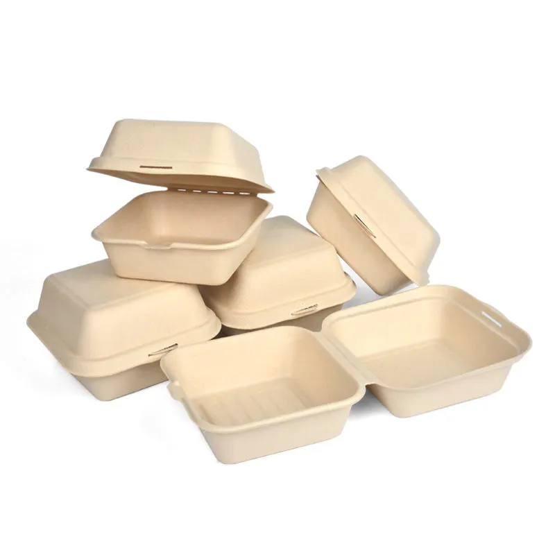 Disposable Bagasse Biodegradable Clamshell To Go Food Container