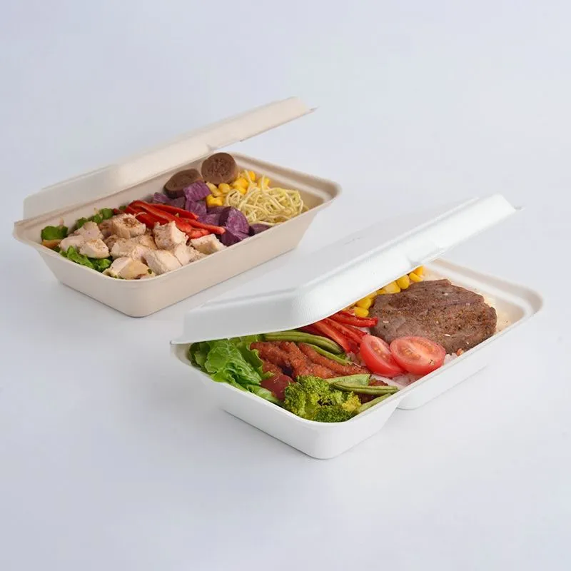 Disposable Biodegradable Bagasse Hamburger Clamshell Sugarcane Box
