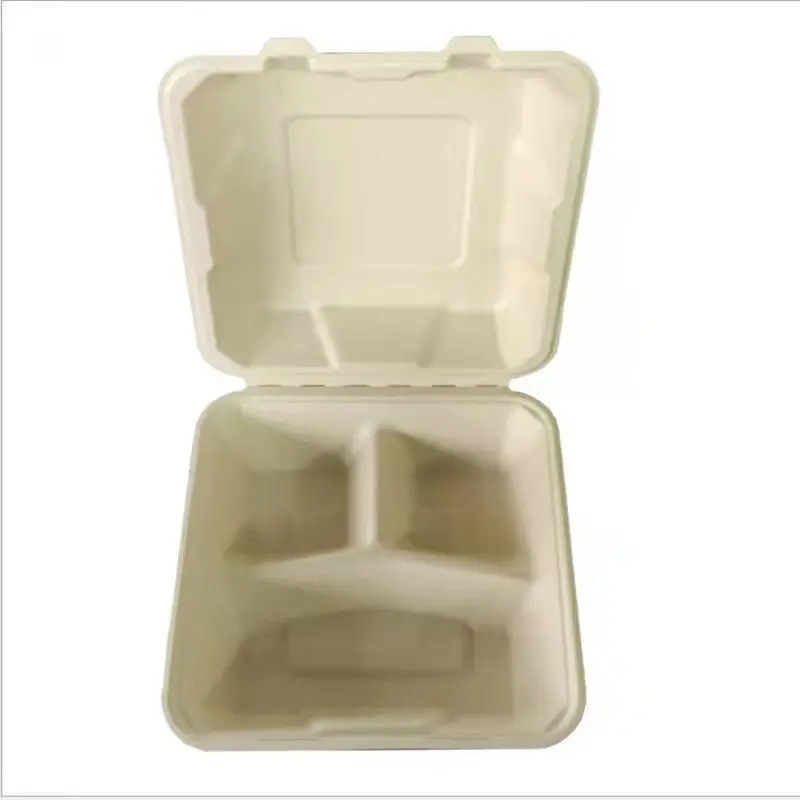 Disposable Biodegradable Burger Clamshell Sugarcane Box