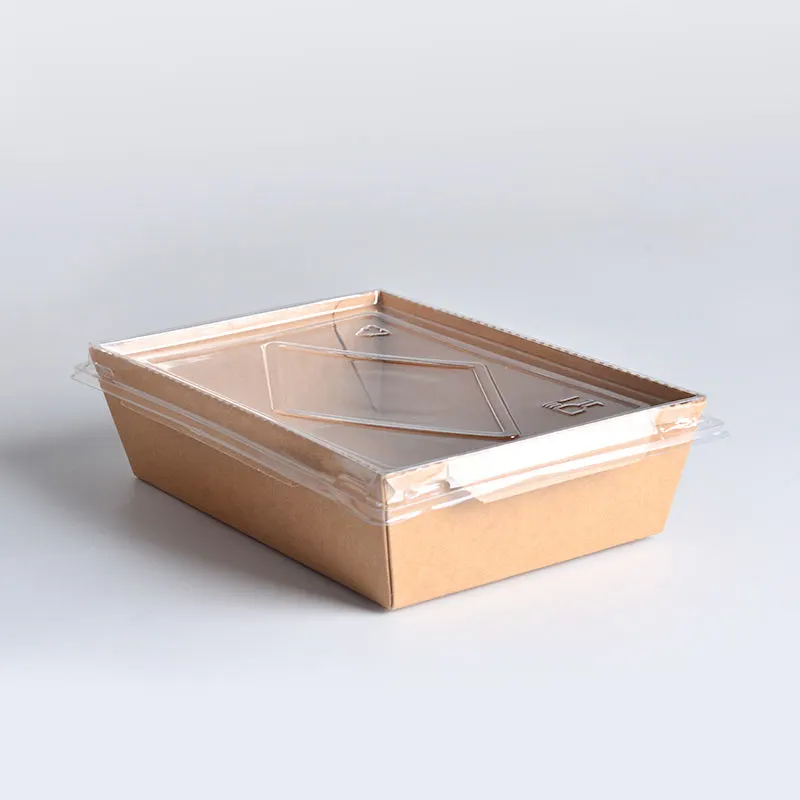 Rectangle Take Away Kraft Bento Lunch Box with PET Lid - Image 7