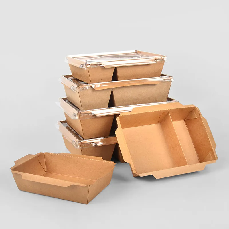 Disposable Kraft Paper Food Box Salad Takeaway Box with Lid - Image 4