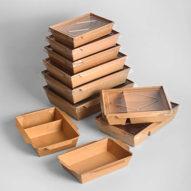 Disposable Kraft Paper Food Box Salad Takeaway Box with Lid - Image 5