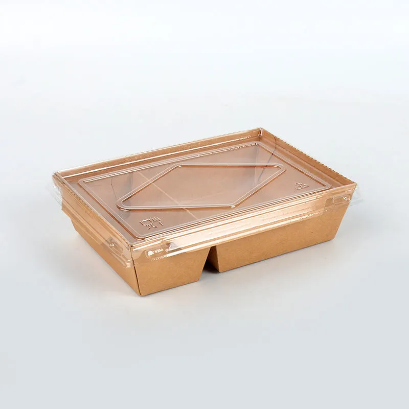 Custom Printed Kraft Paper Lunch Box with Transparent PET Lid - Image 4