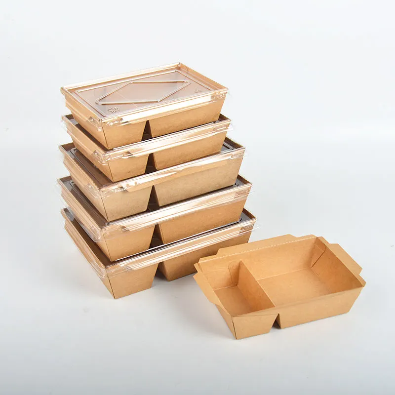 Custom Printed Kraft Paper Lunch Box with Transparent PET Lid - Image 5