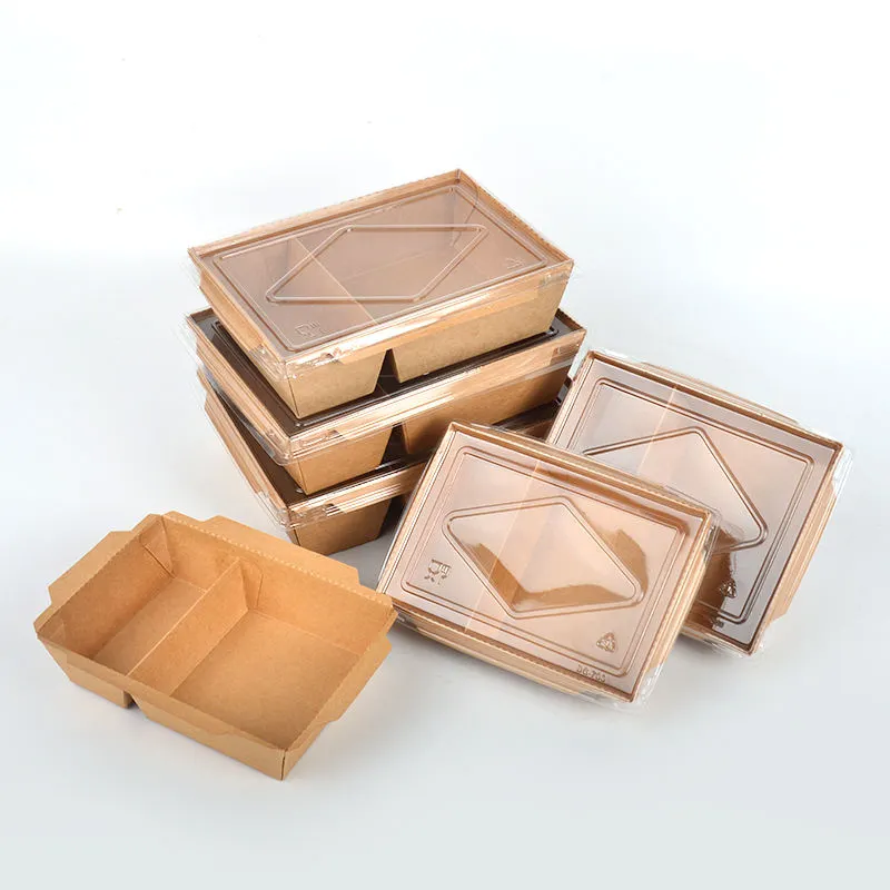 Custom Printed Kraft Paper Lunch Box with Transparent PET Lid - Image 6