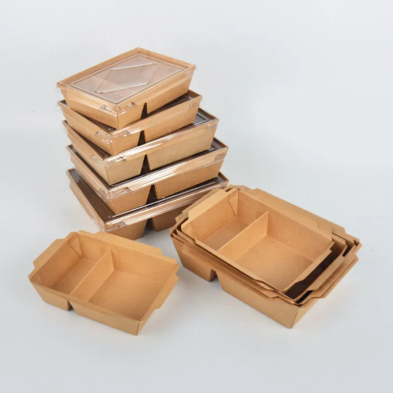 Custom Printed Kraft Paper Lunch Box with Transparent PET Lid - Image 7