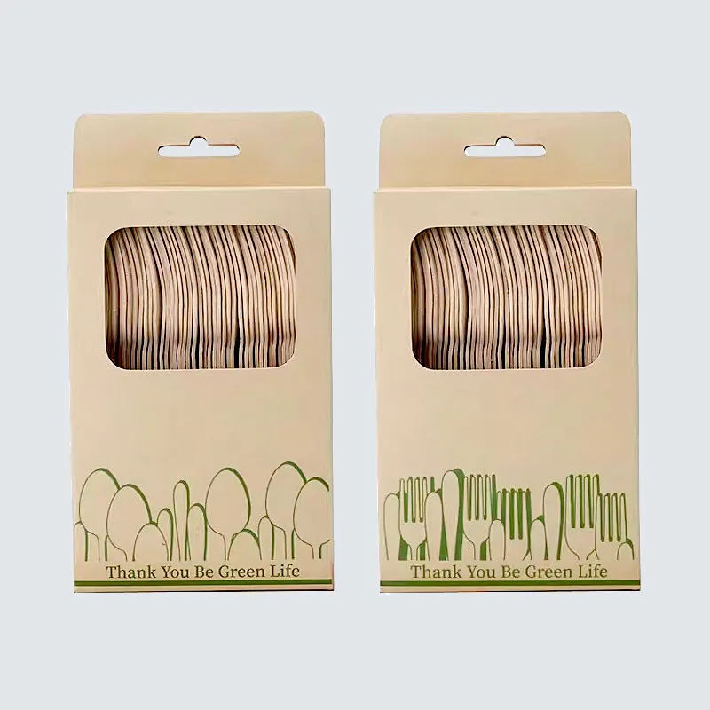 Wooden Spoon Fork Knife Disposable Birch Wood Cutlery Set