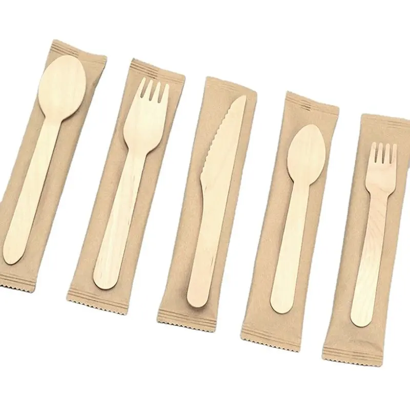 Restaurant Disposable Cutlery Wooden Spoon Knife Fork Set