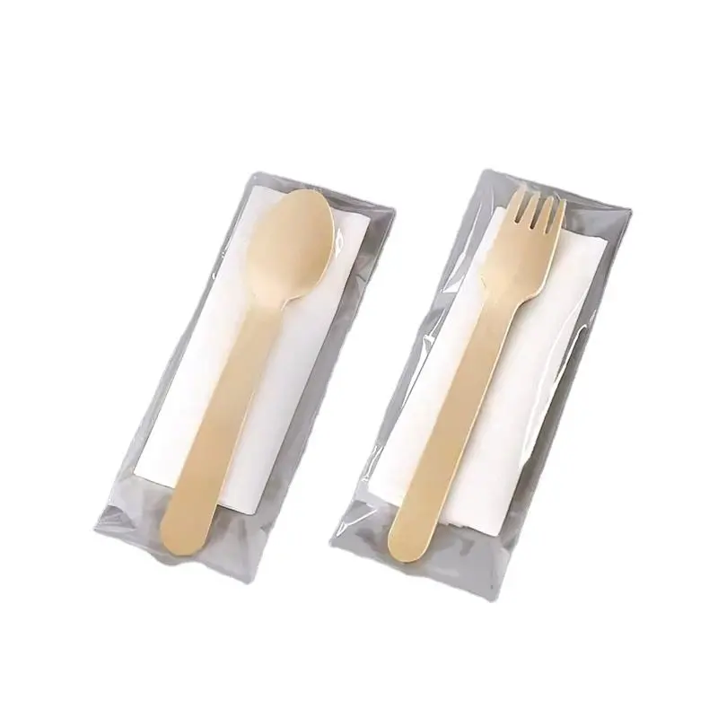 Eco-Friendly Degradable Disposable Forks Spoon Knife Wooden Cutlery